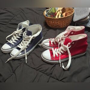 Classic High-Top Sneakers - Red and Blue